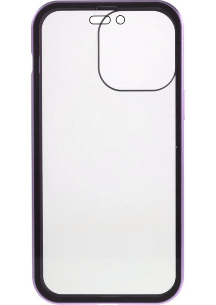 iPhone 14 Pro Için Düşmeye Dayanıklı Anti-Peep Telefon Kılıfı Metal Çerçeve + Çift Taraflı Temperli Cam Hibrit Kapak Manyetik Kapatma ile - Mor (Yurt Dışından) fırsatları