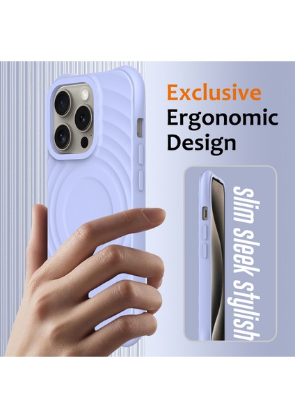 iPhone 12 Pro Max Manyetik Kılıf Darbeye Dayanıklı Sıvı Silikon Telefon Kılıfı Su Dalgası Dokusu-Mor (Yurt Dışından) fırsatları