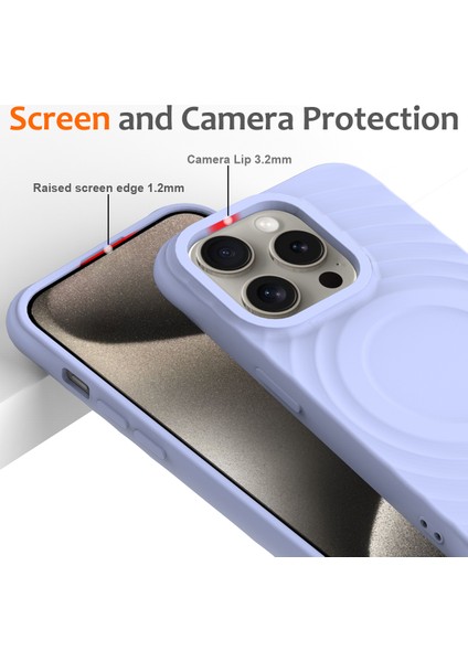 iPhone 12 Pro Max Manyetik Kılıf Darbeye Dayanıklı Sıvı Silikon Telefon Kılıfı Su Dalgası Dokusu-Mor (Yurt Dışından) indirimleri