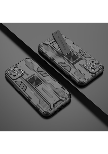 iPhone 15 Katlanabilir Kickstand Telefon Kılıfı Pc+Tpu Darbeye Dayanıklı Koruyucu Kılıf-Siyah (Yurt Dışından) indirimleri