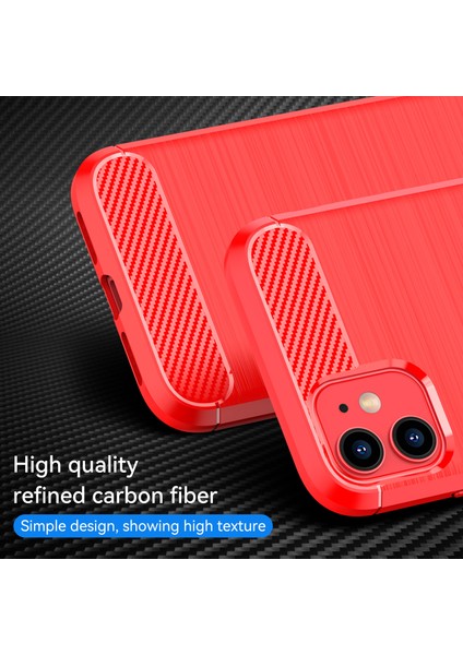 1.8mm Karbon Fiber Fırçalanmış Doku Darbe Tamponu Tpu Arka Kılıf Cep Telefonu Kılıfı iPhone 11 6.1 Inç-Kırmızı (Yurt Dışından) fiyatları