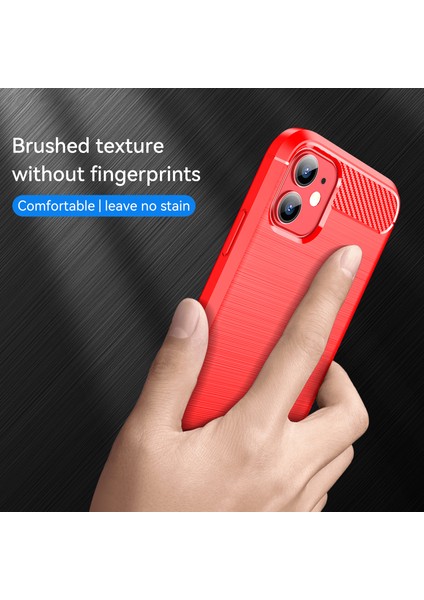 1.8mm Karbon Fiber Fırçalanmış Doku Darbe Tamponu Tpu Arka Kılıf Cep Telefonu Kılıfı iPhone 11 6.1 Inç-Kırmızı (Yurt Dışından) modelleri