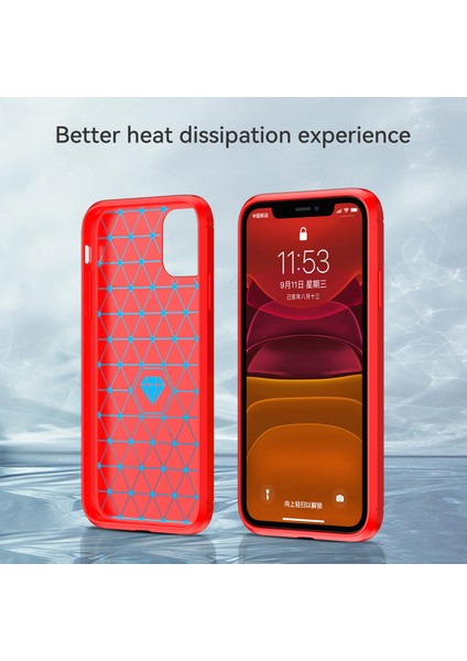 1.8mm Karbon Fiber Fırçalanmış Doku Darbe Tamponu Tpu Arka Kılıf Cep Telefonu Kılıfı iPhone 11 6.1 Inç-Kırmızı (Yurt Dışından) fırsatları