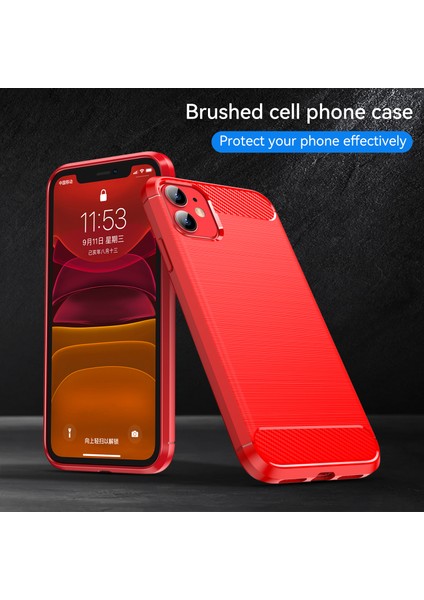 1.8mm Karbon Fiber Fırçalanmış Doku Darbe Tamponu Tpu Arka Kılıf Cep Telefonu Kılıfı iPhone 11 6.1 Inç-Kırmızı (Yurt Dışından) indirimleri
