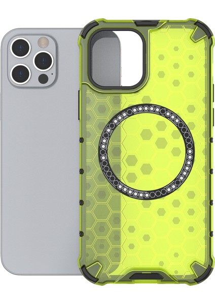 iPhone 12 Pro Max Manyetik Kılıf 4 Köşe Darbeye Dayanıklı Hava Yastığı Petek Tpu+Pc Kapak-Yeşil (Yurt Dışından) fırsatları
