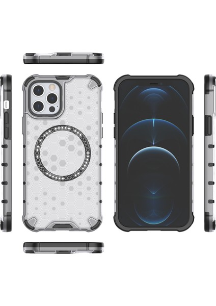 iPhone 12 Pro Max Manyetik Kılıf 4 Köşe Darbeye Dayanıklı Hava Yastığı Petek Tpu+Pc Kapak-Şeffaf (Yurt Dışından) indirimleri