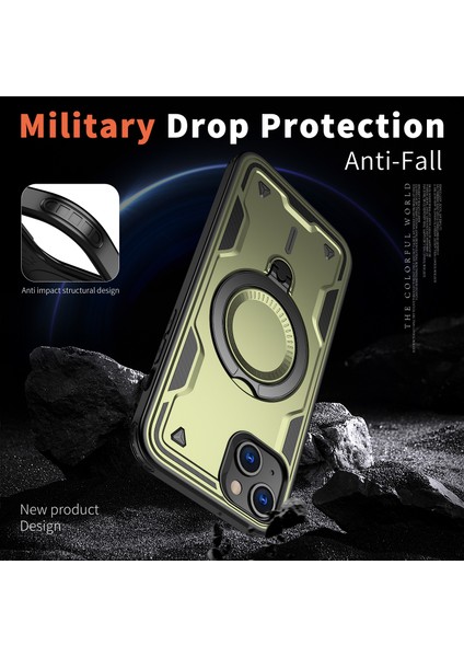 iPhone 15 Plus Kılıf Için Magsafe Askeri Koruma Pc+Tpu Kickstand Telefon Kılıfı ile Uyumlu-Zeytin Yeşili (Yurt Dışından) modelleri