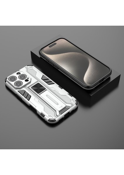 iPhone 16 Pro Kılıf Pc+Tpu Darbeye Dayanıklı Telefon Kılıfı Kickstand Ile-Gümüş (Yurt Dışından) indirimleri