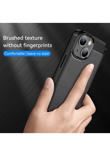 1.8mm Esnek Tpu Çizilmez Karbon Fiber Fırçalanmış Koruyucu Kapak Telefon Arka Kılıfı iPhone 13 6.1 Inç-Siyah (Yurt Dışından) modelleri