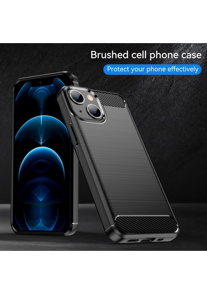 1.8mm Esnek Tpu Çizilmez Karbon Fiber Fırçalanmış Koruyucu Kapak Telefon Arka Kılıfı iPhone 13 6.1 Inç-Siyah (Yurt Dışından) indirimleri