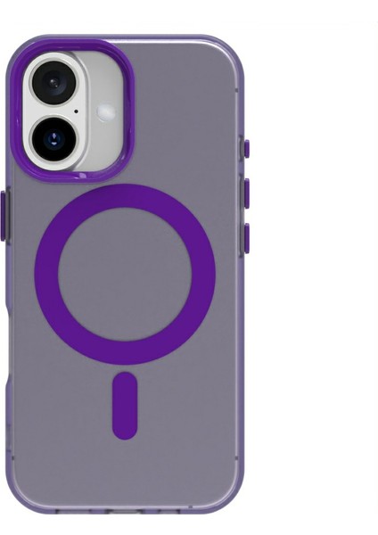 Candy Series iPhone 16 Kılıfı Magsafe Pc+Tpu+Pet Düşmeye Karşı Telefon Kılıfı ile Uyumlu-Mor (Yurt Dışından)