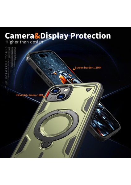 iPhone 15 Plus Kılıf Için Magsafe Askeri Koruma Pc+Tpu Kickstand Telefon Kılıfı ile Uyumlu-Zeytin Yeşili (Yurt Dışından) indirimleri