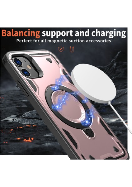 iPhone 11/xr Kılıfı Için Magsafe Askeri Koruma Pc+Tpu Kickstand Telefon Kılıfı ile Uyumlu-Gül Altını (Yurt Dışından) fiyatları