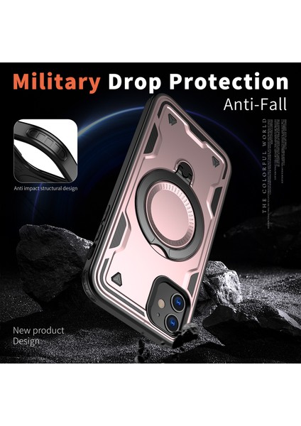 iPhone 11/xr Kılıfı Için Magsafe Askeri Koruma Pc+Tpu Kickstand Telefon Kılıfı ile Uyumlu-Gül Altını (Yurt Dışından) modelleri