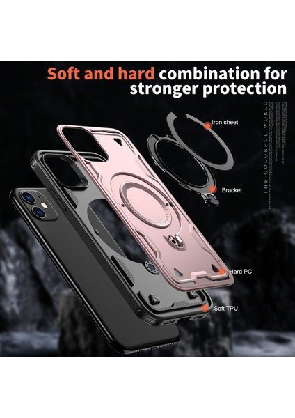iPhone 11/xr Kılıfı Için Magsafe Askeri Koruma Pc+Tpu Kickstand Telefon Kılıfı ile Uyumlu-Gül Altını (Yurt Dışından) fırsatları