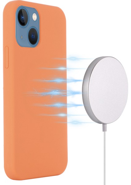 iPhone 13 Kılıfı Için Magsafe Sıvı Silikon Telefon Kılıfı ile Uyumlu-Turuncu (Yurt Dışından) modelleri