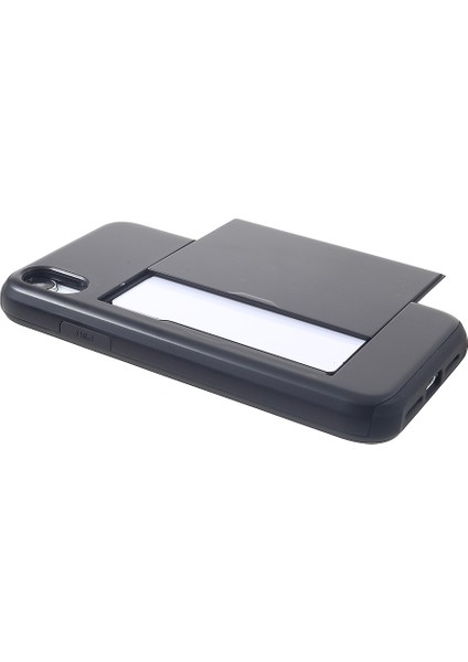 iPhone Xr 6.1 Inç Için Kart Yuvalı Plastik+Tpu Hibrit Kılıf-Siyah (Yurt Dışından) fırsatları