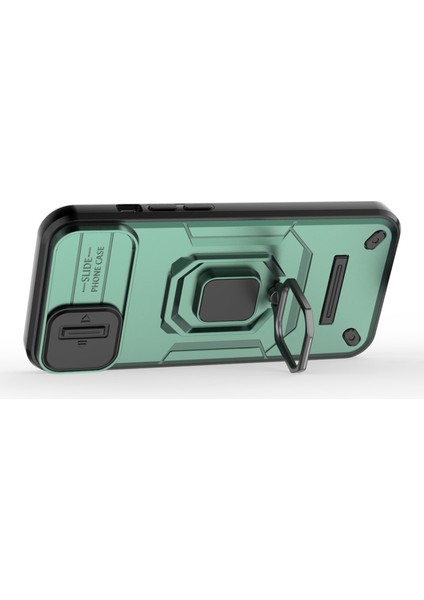 iPhone 15 Plus Telefon Kılıfı Düşme Korumalı Pc+Tpu Ayaklık Kapağı Kayar Kamera Kapağı-Yeşil (Yurt Dışından) indirimleri