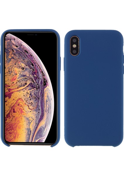 iPhone Xs 5.8 Inç Için Iyi Koruma Çizilmez Kenar Sarılı Sıvı Silikon Kılıf Yumuşak Akıllı Telefon Kılıfı Kabuk-Mavi (Yurt Dışından)