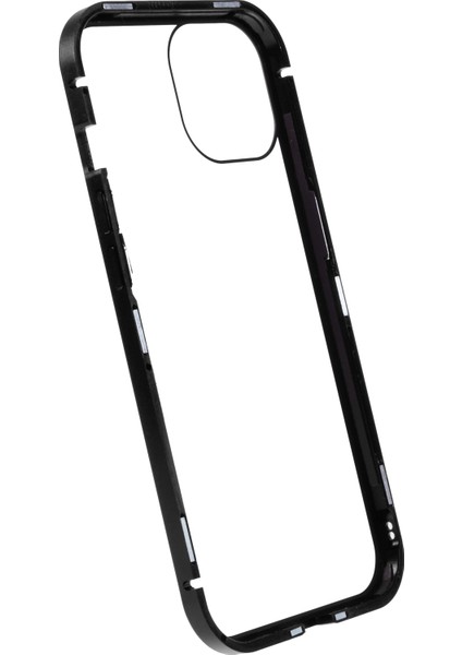 iPhone 15 Plus Anti-Casus Telefon Kılıfı Manyetik Adsorpsiyon Metal Çerçeve + Çift Taraflı Temperli Cam Darbeye Dayanıklı Kapak - Siyah (Yurt Dışından) fiyatları