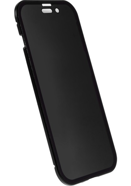 iPhone 15 Plus Anti-Casus Telefon Kılıfı Manyetik Adsorpsiyon Metal Çerçeve + Çift Taraflı Temperli Cam Darbeye Dayanıklı Kapak - Siyah (Yurt Dışından) modelleri