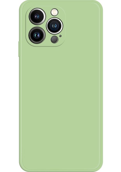 iPhone 13 Pro Max 6.7 Inç Düz Kenar Cep Telefonu Arka Kapağı Ka Tpu Telefon Kılıfı Mikrofiber Astarlı-Yeşil (Yurt Dışından)