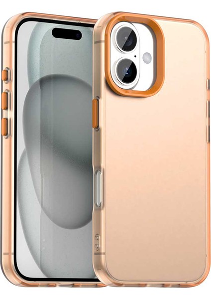iPhone 16 Plus Kılıf Pc+Tpu+Pet Mat Düşmeye Karşı Telefon Arka Kapağı-Turuncu (Yurt Dışından)