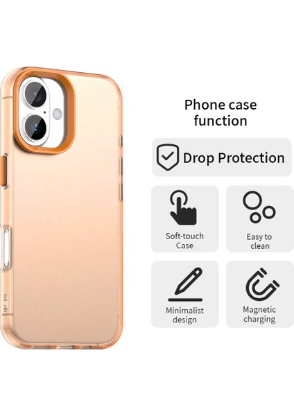 iPhone 16 Plus Kılıf Pc+Tpu+Pet Mat Düşmeye Karşı Telefon Arka Kapağı-Turuncu (Yurt Dışından) fiyatları