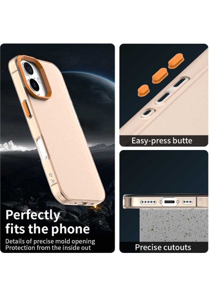 iPhone 16 Plus Kılıf Pc+Tpu+Pet Mat Düşmeye Karşı Telefon Arka Kapağı-Turuncu (Yurt Dışından) fırsatları