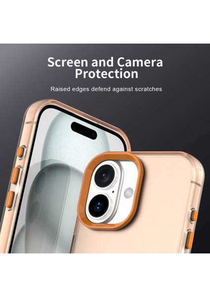 iPhone 16 Plus Kılıf Pc+Tpu+Pet Mat Düşmeye Karşı Telefon Arka Kapağı-Turuncu (Yurt Dışından) indirimleri