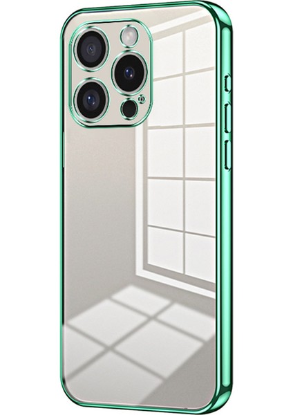 iPhone 16 Pro Kılıf Galvanik Çerçeve Yumuşak Tpu Telefon Kılıfı-Yeşil (Yurt Dışından)