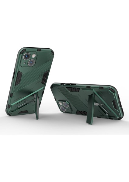 iPhone 14 6.1 Inç Sert Pc Yumuşak Tpu Hibrit Telefon Kılıfı Kickstand Eller Serbest Koruyucu Kılıf-Yeşil (Yurt Dışından) modelleri