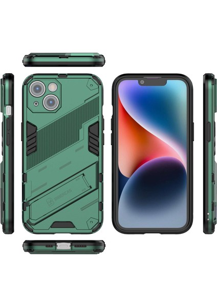 iPhone 14 6.1 Inç Sert Pc Yumuşak Tpu Hibrit Telefon Kılıfı Kickstand Eller Serbest Koruyucu Kılıf-Yeşil (Yurt Dışından) indirimleri