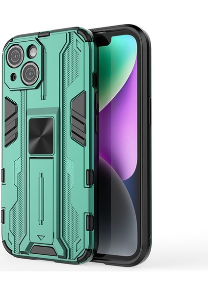 iPhone 15 Katlanabilir Kickstand Telefon Kılıfı Pc+Tpu Darbeye Dayanıklı Koruyucu Kılıf-Yeşil (Yurt Dışından)