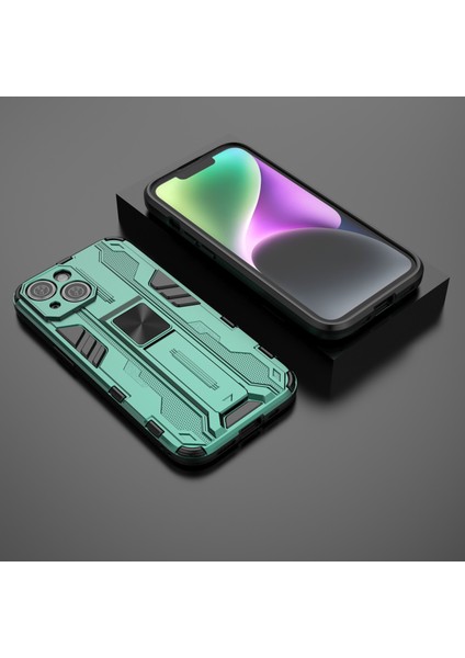 iPhone 15 Katlanabilir Kickstand Telefon Kılıfı Pc+Tpu Darbeye Dayanıklı Koruyucu Kılıf-Yeşil (Yurt Dışından) fırsatları