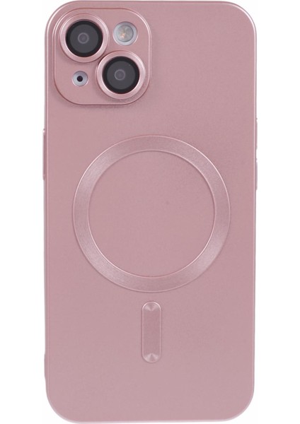 iPhone 15 Tpu Ince Kılıf Ka Telefon Kılıfı Lens Filmi ile Magsafe-Pembe ile Uyumlu (Yurt Dışından)