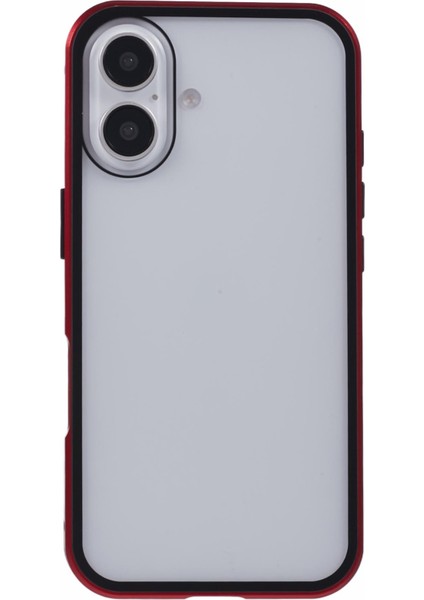 iPhone 16 Anti-Casus Kılıf Manyetik Metal Çerçeve + Çift Taraflı Temperli Cam Telefon Kılıfı - Kırmızı (Yurt Dışından) fiyatları