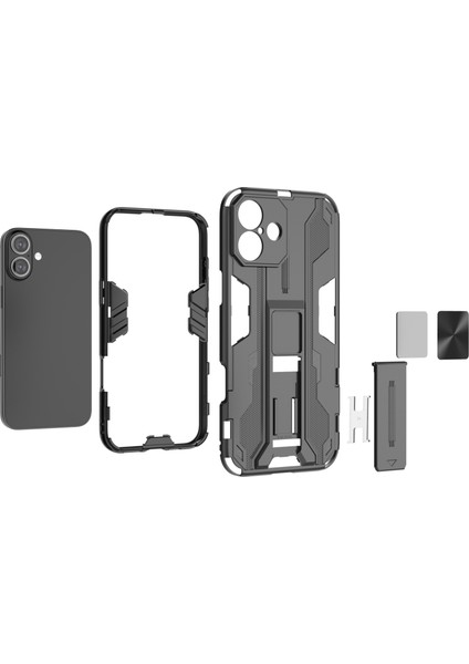 iPhone 16 Plus Kılıf Pc+Tpu Darbeye Dayanıklı Telefon Kılıfı Kickstand Ile-Yeşil (Yurt Dışından) fiyatları