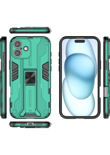 iPhone 16 Plus Kılıf Pc+Tpu Darbeye Dayanıklı Telefon Kılıfı Kickstand Ile-Yeşil (Yurt Dışından) fırsatları