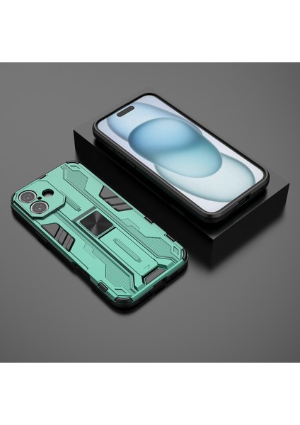 iPhone 16 Plus Kılıf Pc+Tpu Darbeye Dayanıklı Telefon Kılıfı Kickstand Ile-Yeşil (Yurt Dışından) indirimleri