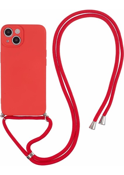 iPhone 15 Tpu Telefon Kılıfı Fiber Astarlı Ka Kaplama Uzun Askılı-Kırmızı (Yurt Dışından)