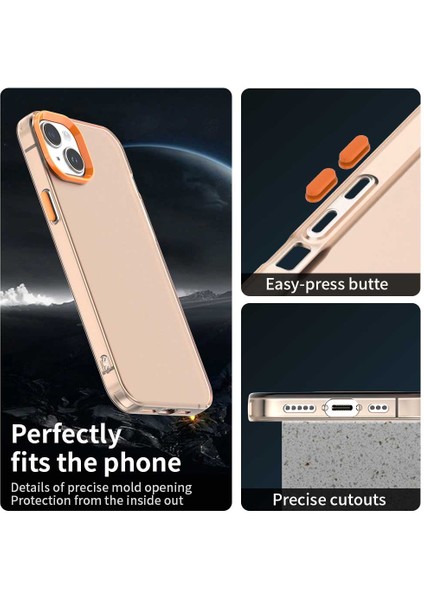 iPhone 15 Plus/14 Plus Kılıf Pc+Tpu+Pet Mat Düşmeye Karşı Dayanıklı Telefon Arka Kapağı-Turuncu (Yurt Dışından) modelleri