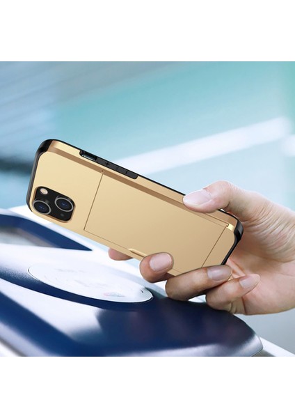 iPhone 14 Plus 6.7 Inç Için Kart Tutucu Telefon Kılıfı, Tpu + Pc Çift Katmanlı Koruyucu Kılıf-Altın (Yurt Dışından) fiyatları