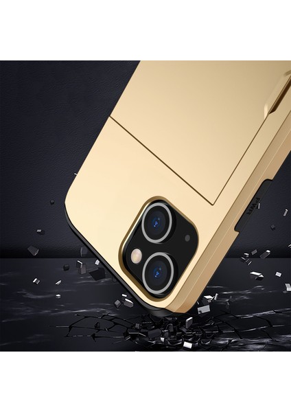 iPhone 14 Plus 6.7 Inç Için Kart Tutucu Telefon Kılıfı, Tpu + Pc Çift Katmanlı Koruyucu Kılıf-Altın (Yurt Dışından) fırsatları