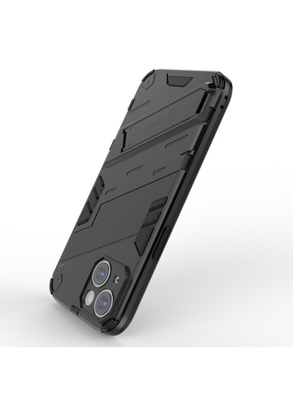 iPhone 14 6.1 Inç Sert Pc Yumuşak Tpu Hibrit Telefon Kılıfı Kickstand Eller Serbest Koruyucu Kılıf-Siyah (Yurt Dışından) fırsatları