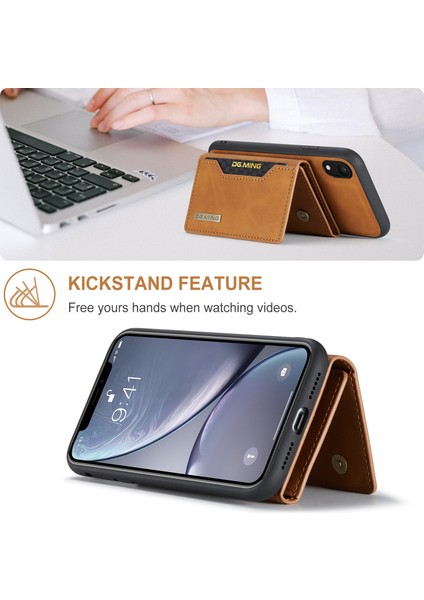 Dg.mıng M2 Serisi Çıkarılabilir 2'si 1 Arada Manyetik Cüzdan Tasarım Telefon Hibrit Kılıf Kabuğu Kickstand ile iPhone Xr 6.1 Inç-Kahverengi (Yurt Dışından) fiyatları