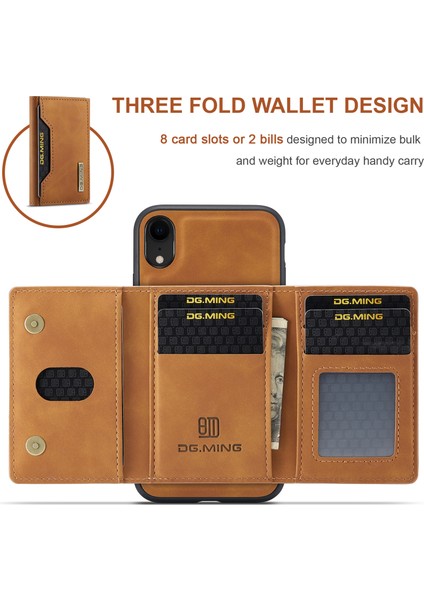 Dg.mıng M2 Serisi Çıkarılabilir 2'si 1 Arada Manyetik Cüzdan Tasarım Telefon Hibrit Kılıf Kabuğu Kickstand ile iPhone Xr 6.1 Inç-Kahverengi (Yurt Dışından) indirimleri