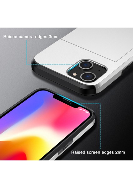 iPhone 15 Plus Için Kart Tutucu Telefon Kılıfı, Tpu + Pc Çift Katmanlı Düşmeye Karşı Telefon Kılıfı - Gümüş (Yurt Dışından) fırsatları