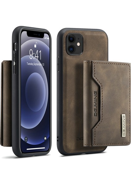 Dg.mıng M2 Serisi Çıkarılabilir Cüzdan 2'si 1 Arada Kablosuz Şarj Hibrit Telefon Kılıfı Kabuğu Yatay Görüntüleme Destekli iPhone 11 6.1 Inç-Kahve (Yurt Dışından)