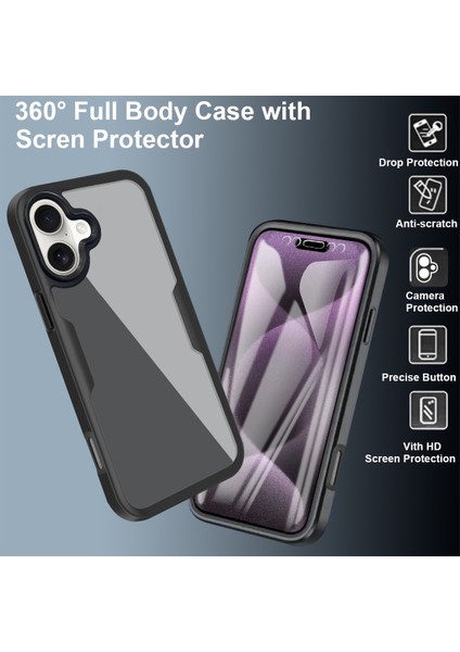 iPhone 16 Kılıfı Akrilik+Tpu Şeffaf Telefon Kılıfı Pet Ekran Filmi-Pembe (Yurt Dışından) modelleri